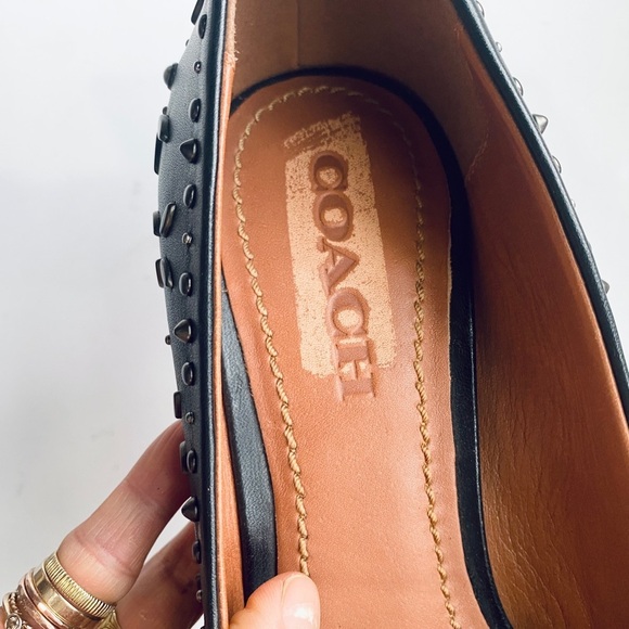 Coach Black Leather Prairie Rivet Waverly Pumps - Picture 5 of 8